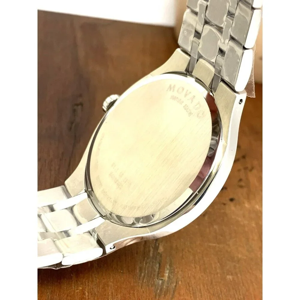 Movado Men's Watch 0606367 Museum Swiss Quartz Black Dial Silver Steel 39mm